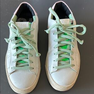 P448 Mint Green and White Sneakers